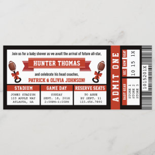 Sports Ticket Baby Shower Invitation, Black, Red Invitation