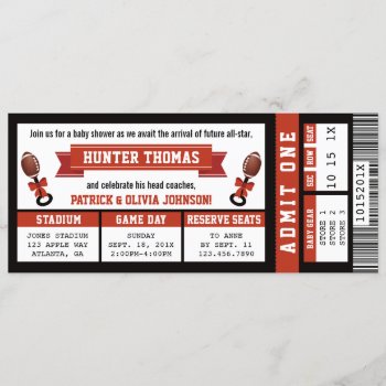 Sports Ticket Baby Shower Invitation  Black  Red Invitation by DeReimerDeSign at Zazzle