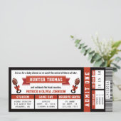 Sports Ticket Baby Shower Invitation, Black, Red Invitation (Standing Front)