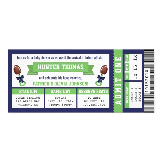 Sports Ticket Baby Shower Invitation Blue Green Sports Ticket Baby Shower Invitation Blue Green Zazzle