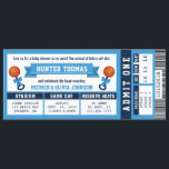 Sports Ticket Baby Shower Invitation, Blue Invitation<br><div class="desc">Kick off the celebration as you await the arrival of a future little all-star with this oversized sports ticket baby shower invitation! Are you a hard-core fan? This invitation can be customized for your favorite team and sport. Please email dereimerdesign@gmail.com before ordering for customization.</div>