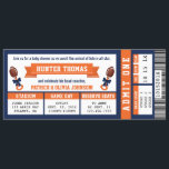 Sports Ticket Baby Shower Invitation, Blue, Orange Invitation<br><div class="desc">Kick off the celebration as you await the arrival of a future little all-star with this oversized sports ticket baby shower invitation! Are you a hard-core fan? This invitation can be customized for your favorite team and sport. Please email dereimerdesign@gmail.com before ordering for customization.</div>