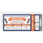 Sports Ticket Baby Shower Invitation, Blue, Orange