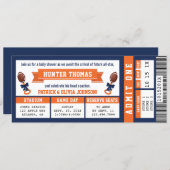 Sports Ticket Baby Shower Invitation, Blue, Orange Invitation (Front/Back)