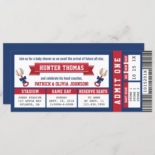 Atlanta Braves Baby Shower Baseball Ticket Invitation i