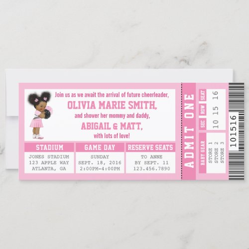 Sports Ticket Baby Shower Invitation Girl Pink Invitation