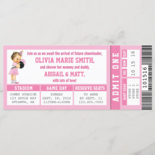 Atlanta Braves Baby Shower Ticket Style Sports Party Invitations