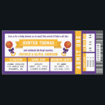 Sports Ticket Baby Shower Invitation, Purple, Gold Invitation<br><div class="desc">Kick off the celebration as you await the arrival of a future little all-star with this oversized sports ticket baby shower invitation! Are you a hard-core fan? This invitation can be customized for your favorite team and sport. Please email dereimerdesign@gmail.com before ordering for customization.</div>