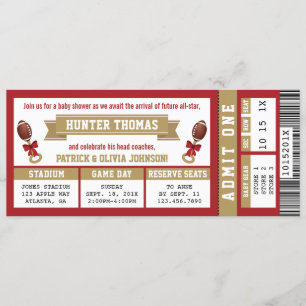 Sports Ticket Baby Shower Invite Scarlet, Gold