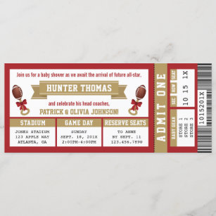 Chicago Bears Ticket Style Sports Party Invites – Sports Invites