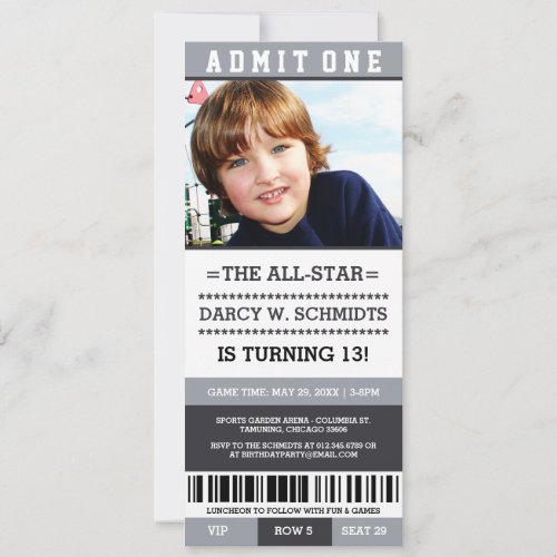 Sports Ticket Birthday Party Invites