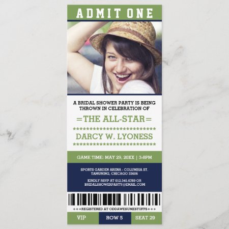 Sports Ticket Bridal Shower Party Invites