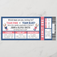 Sports Ticket Gender Reveal Invitation, Baseball Invitation