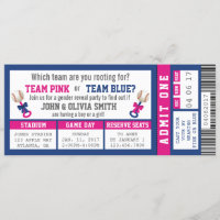 Sports Ticket Gender Reveal Invitation, Baseball Invitation