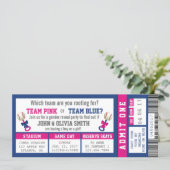 Sports Ticket Gender Reveal Invitation, Baseball Invitation (Standing Front)