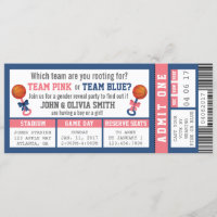 Sports Ticket Gender Reveal Invitation, Basketball Invitation