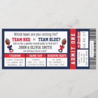 Sports Ticket Gender Reveal Invitation, Football Invitation