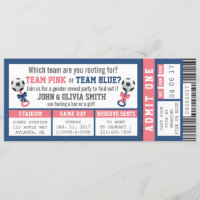 Sports Ticket Gender Reveal Invitation, Soccer Invitation