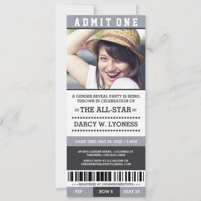 Sports Ticket Gender Reveal Party Invites (Front)