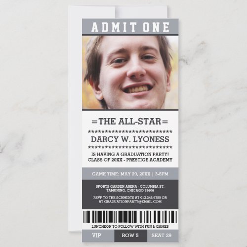 Sports Ticket Graduation Party Invites