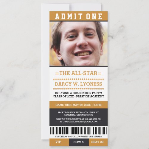 Sports Ticket Graduation Party Invites