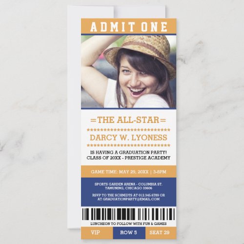 Sports Ticket Graduation Party Invites