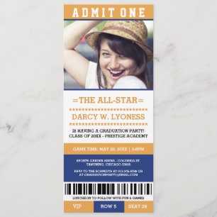 Sports Ticket Graduation Party Invites