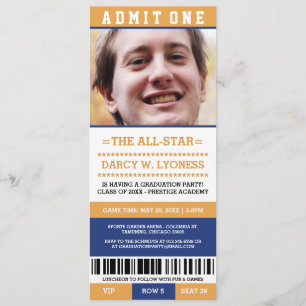 Sports Ticket Graduation Party Invites