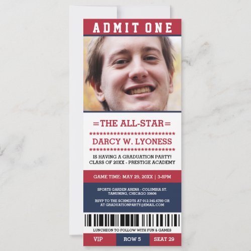 Sports Ticket Graduation Party Invites