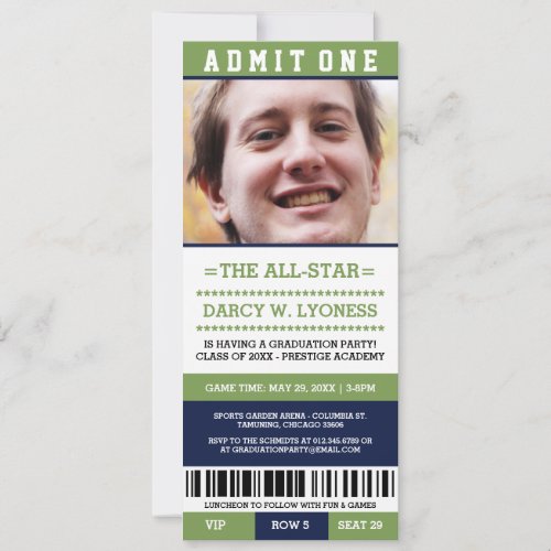 Sports Ticket Graduation Party Invites