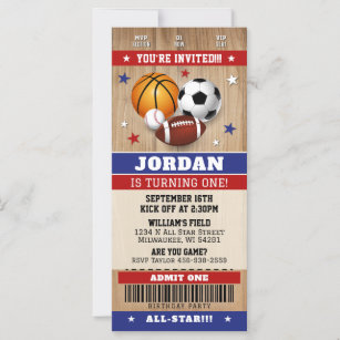 Arizona Cardinals Ticket Style Sports Party Invitations – Sports Invites