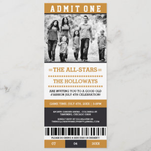 Sports Ticket July 4th Invites
