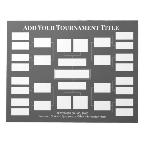 Sports Tournament Bracket _ 16 Teams _ Grey Notepad