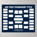 Sports Tournament Bracket - 16 Teams - Navy Poster<br><div class="desc">Add the name or your office pool or tourney. Keep track of the team championship in style. This bracket starts with 16 teams. Other configurations available.</div>
