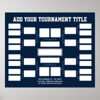 Sports Tournament Bracket - 16 Teams - Navy