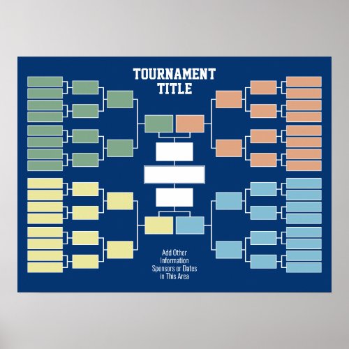 Sports Tournament Bracket _ blue 32 teams 4 groups Poster