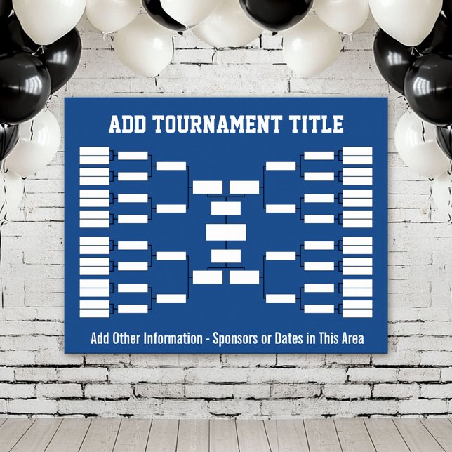 Sports Tournament Bracket - Blue 32 teams Poster (Custom Tournament Bracket Poster)