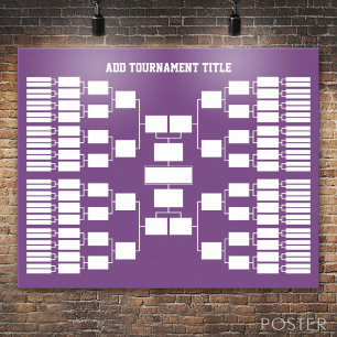 Sports Tournament Bracket for 64 Teams purple Poster
