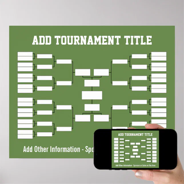 Sports Tournament Bracket - Green 32 teams Poster | Zazzle