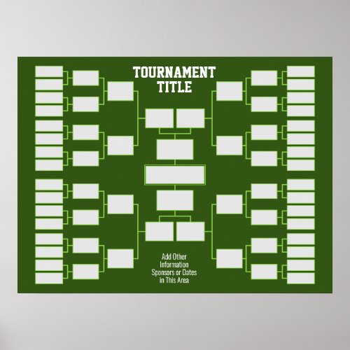 Sports Tournament Bracket _ Green 32 teams Poster