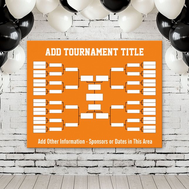 Sports Tournament Bracket - Orange 32 teams Poster (Custom Tournament Bracket Poster)