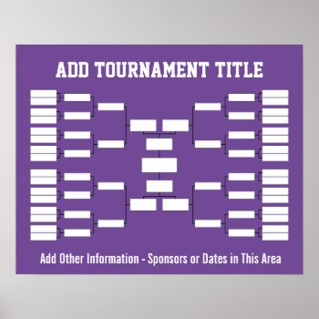 Sports Tournament Bracket - Purple 32 Teams Poster by MyRazzleDazzle at Zazzle