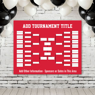 Sports Tournament Bracket - Red 32 teams Poster