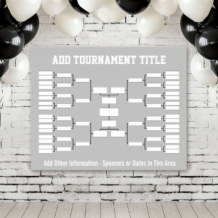 Sports Tournament Bracket - Silver Gray 32 teams Poster