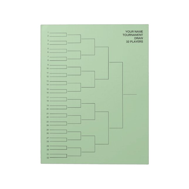 Sports tournament draw template for 32 players notepad (Rotated)