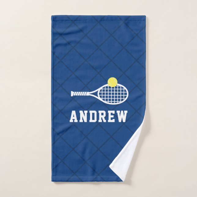 Sports Towel Personalized Blue Tennis Design (Hand Towel)
