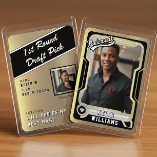 Sports Trading Card Photo Gold Groomsman Proposal