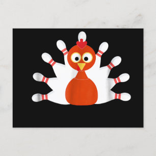 sports turkey and bowling - thanksgiving announcement postcard