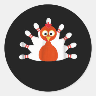 sports turkey and bowling - thanksgiving classic round sticker