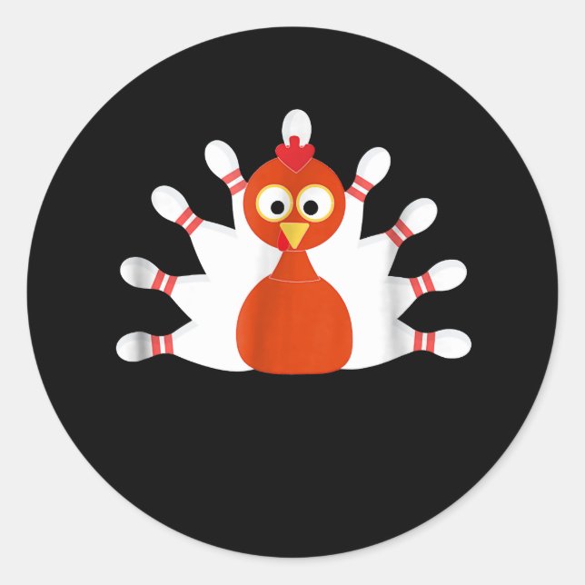 sports turkey and bowling  -  thanksgiving classic round sticker (Front)